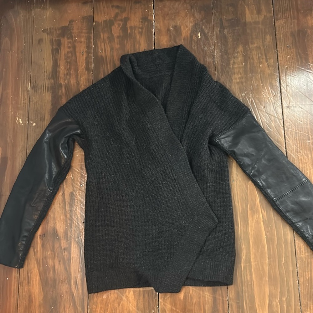 Eileen Fisher wool and leather wrap sweater. A really beautiful piece.